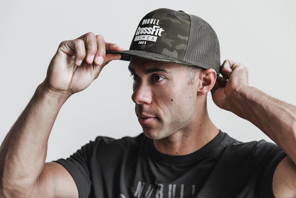 Casquettes NOBULL Vert Camouflage - NOBULL Crossfit Games® 2021 Flat-Brim Trucker,France (2091-DTBIF